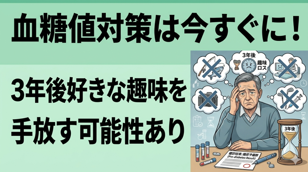 血糖値対策は今すぐに！3年後好きな趣味を手放す可能性あり