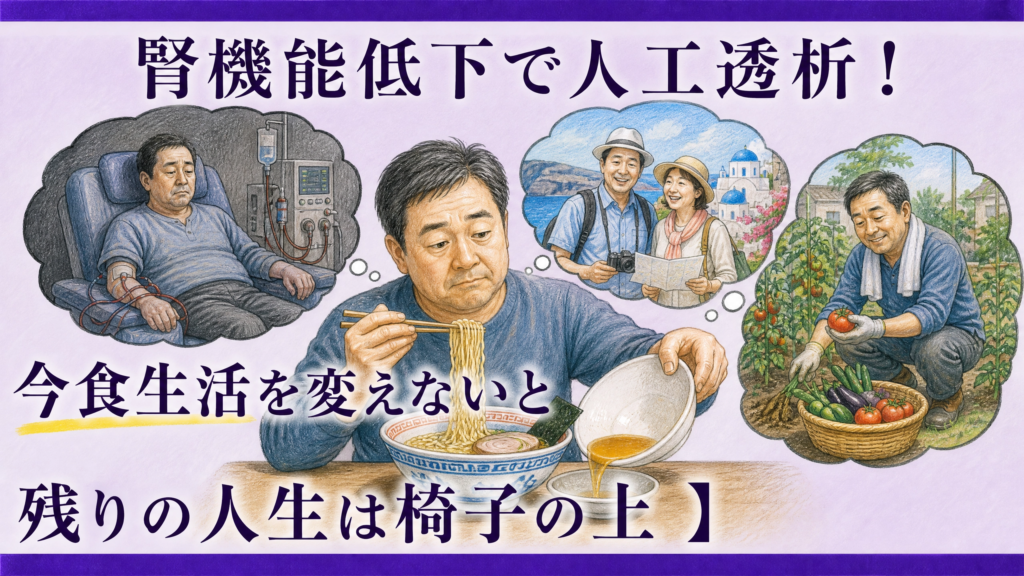 腎機能低下で人工透析！今食生活を変えないと残りの人生は椅子の上