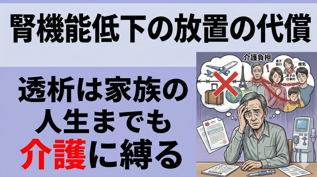 腎機能低下の放置の代償｜透析は家族の人生までも介護に縛る